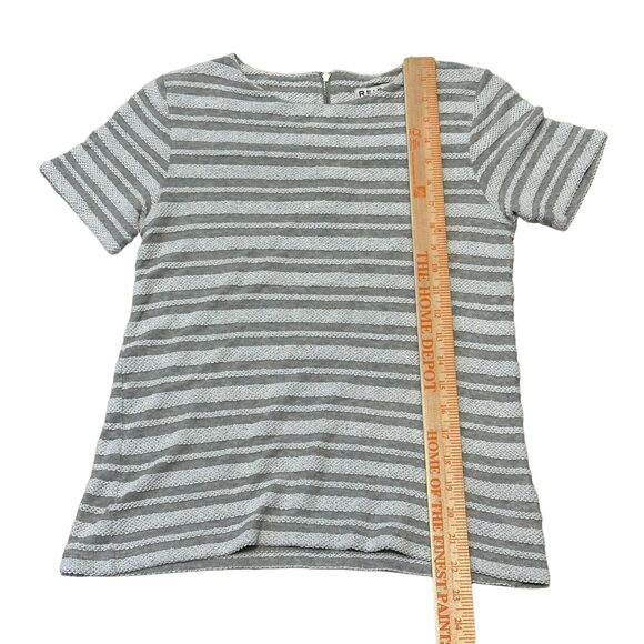 Reiss Women's Sz S Shirt Orlando Striped Textured Short Sleeve Gray White New - Picture 3 of 7
